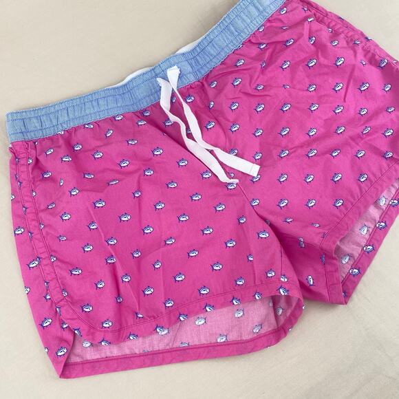 Southern Tide Preppy Drawstring Sleep Lounge Shorts Fish Pink Blue Size Medium - Picture 4 of 8